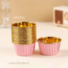 Pack de 10 caissettes roses et dorées pour cupcakes et muffins aluminium et papier diamètre 7cm /hauteur 3.5cm