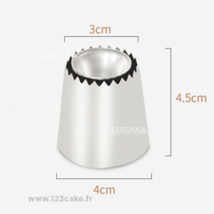 Douille Sultane Fermée ou Ouverte en Acier Inoxydable pour Religieuses et Meringues - Dimensions 4cm x 4.5cm x 3cm - 123Cake