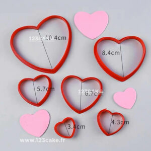 Pack de 5 Emporte-Pièces Forme de Cœur Faciles à Utiliser pour Pâte à Sucre