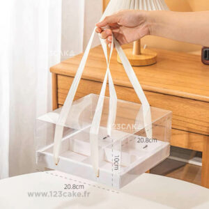 Boîte Élégante Transparente pour 4 Cupcakes, Gâteaux et Verrines