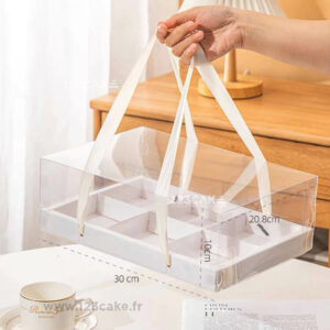 Boîte Élégante Transparente pour 6 Cupcakes, Gâteaux et Verrines
