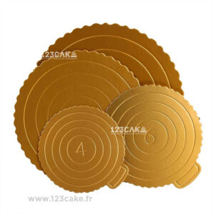 Cake Board Plateau à Gâteau Fin Rond en Couleur Dorée