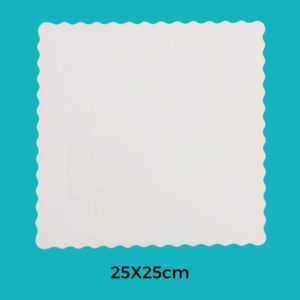 Cake Board Plateau à Gâteau Fin Carré en Couleur Blanc 25X25cm