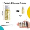 Paillettes Or Alimentaire : 2 Flocons & 1 Pince pour une Décoration Éblouissante!