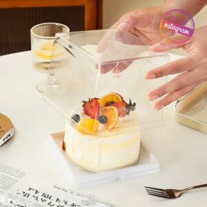 Pack de 5 boîtes Bento Cake transparentes 14x14x11,7 cm