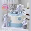 Kit décoration gâteau – Astronaute argenté & Happy Birthday