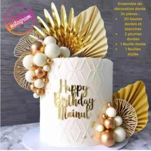 Kit Décoration Gâteau Dorée – 24 pièces luxe