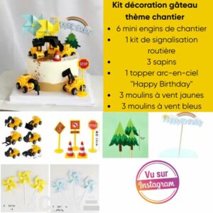 Kit décoration gâteau thème chantier
