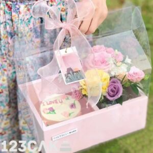 Boîte à Bento Cake Rose avec Compartiment Fleurs – 26,5 x 18,5 x 10 cm