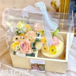 Boîte à Bento Cake Jaune avec Compartiment Fleurs – 26,5 x 18,5 x 10 cm